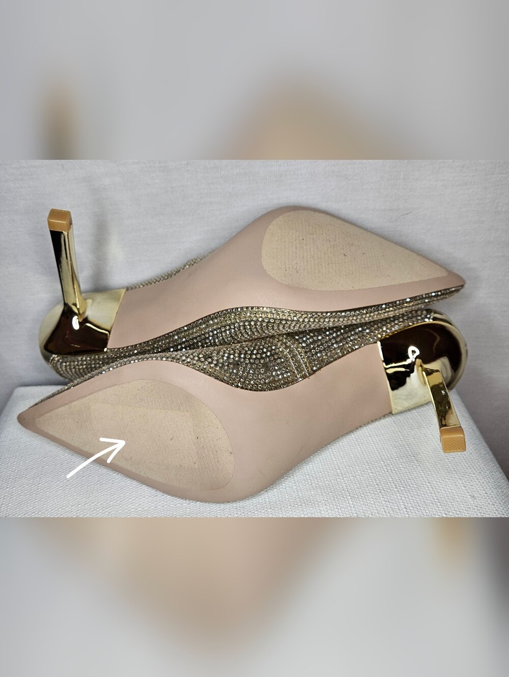 Steve Madden Classie Rhinestone Gold Clear Pumps Heels 7 NWOT Event Festival - Picture 7 of 12